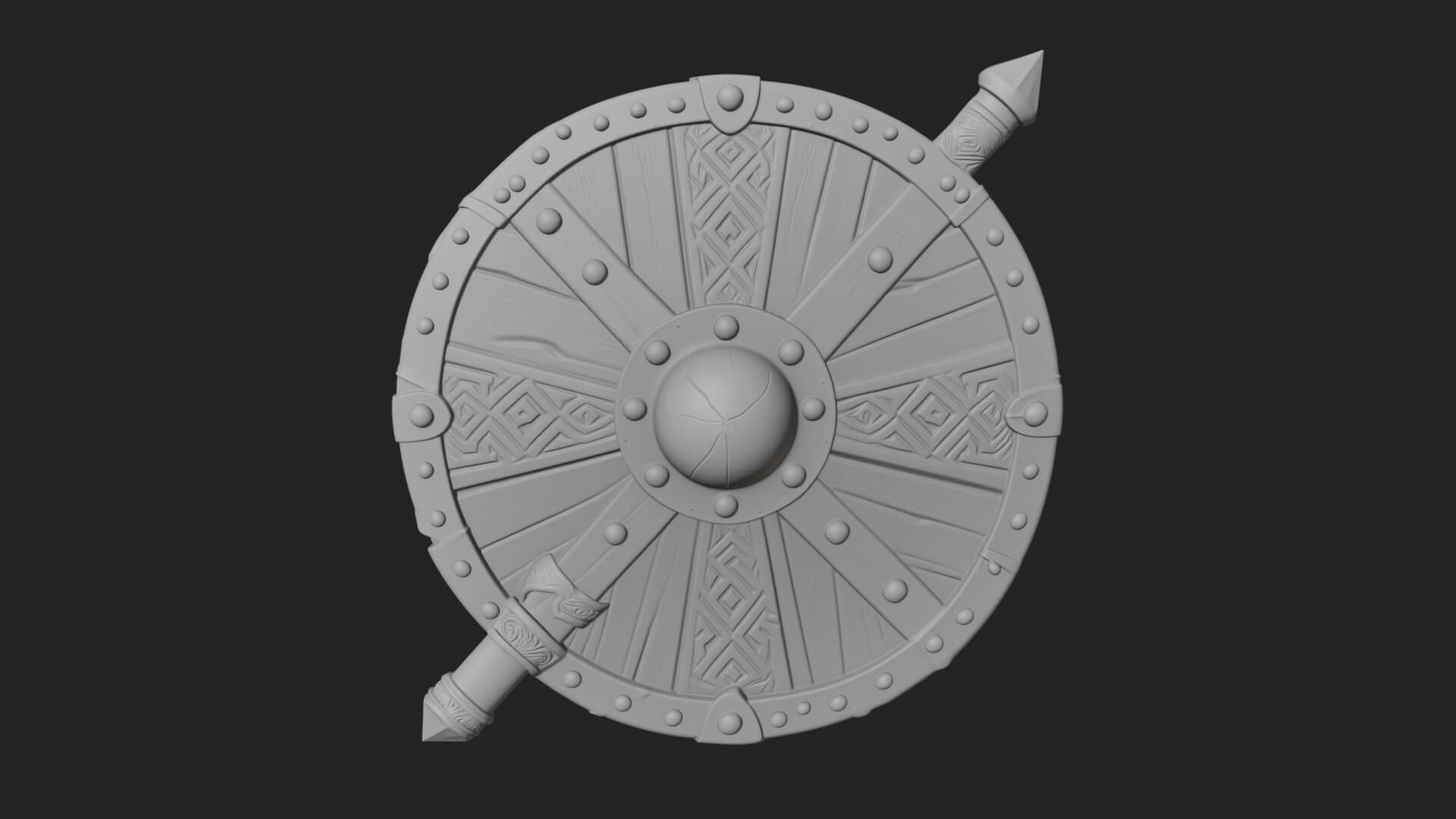 Riveted Round War Shield Model Design 18 3D Print Model 3D Model