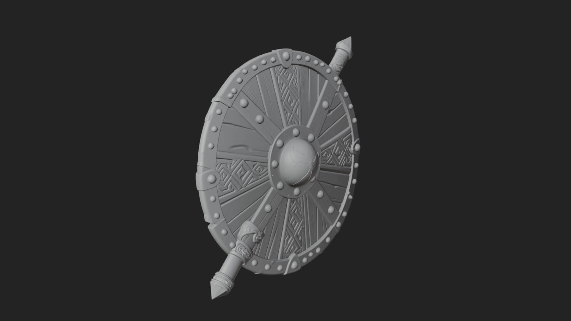 Riveted Round War Shield Model Design 18 3D Print Model 3D Model