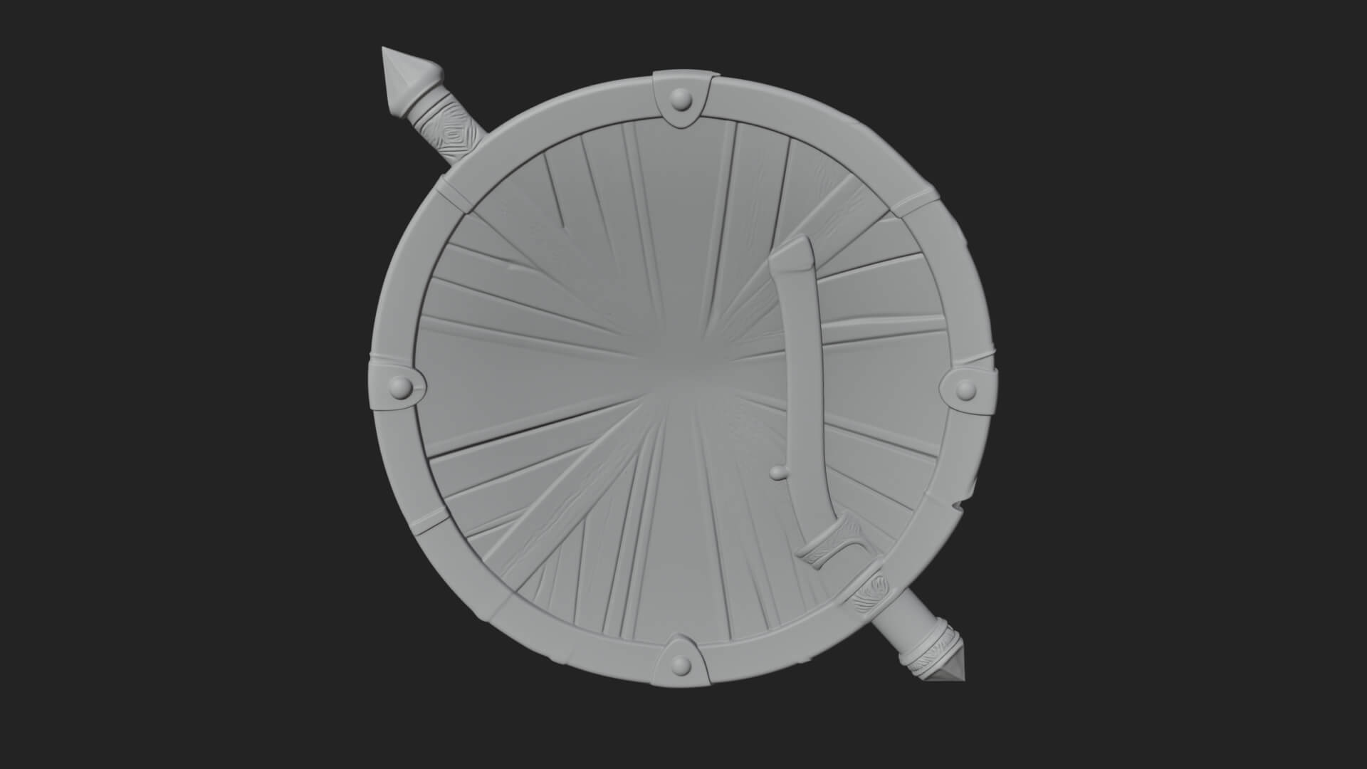 Riveted Round War Shield Model Design 18 3D Print Model 3D Model