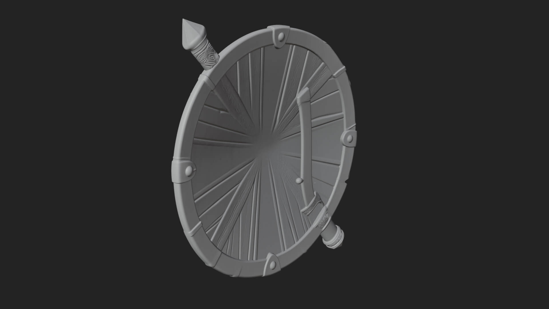 Riveted Round War Shield Model Design 18 3D Print Model 3D Model