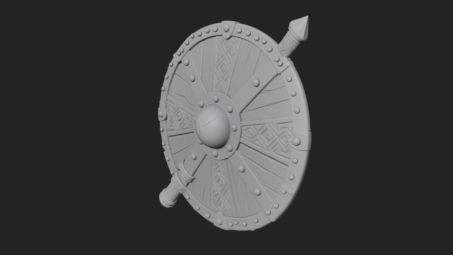 Riveted Round War Shield Model Design 18 3D Print Model 3D Model