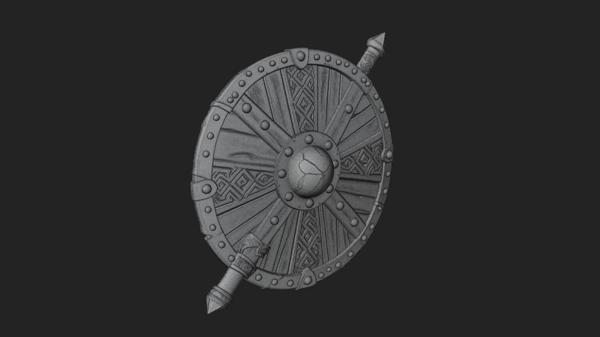 Riveted Round War Shield Model Design 18 3D Print Model 3D Model