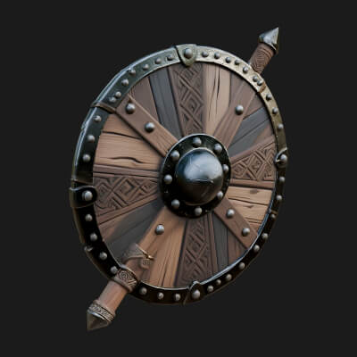 Riveted Round War Shield Model Design 18 3D Print Model
