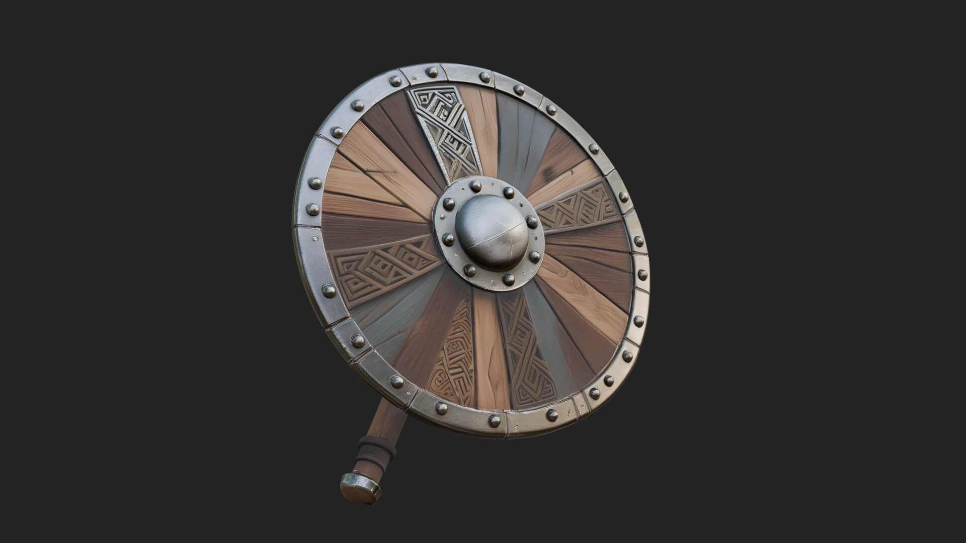 Riveted Round War Shield Model Design 19 3D Print Model 3D Model