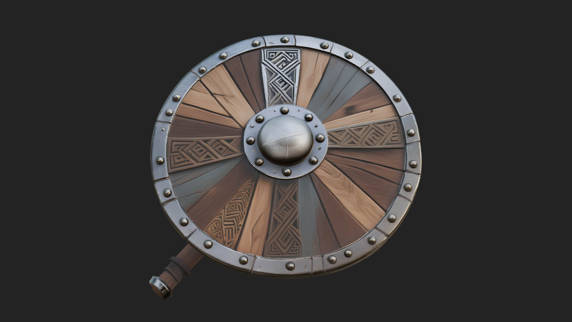 Riveted Round War Shield Model Design 19 3D Print Model 3D Model