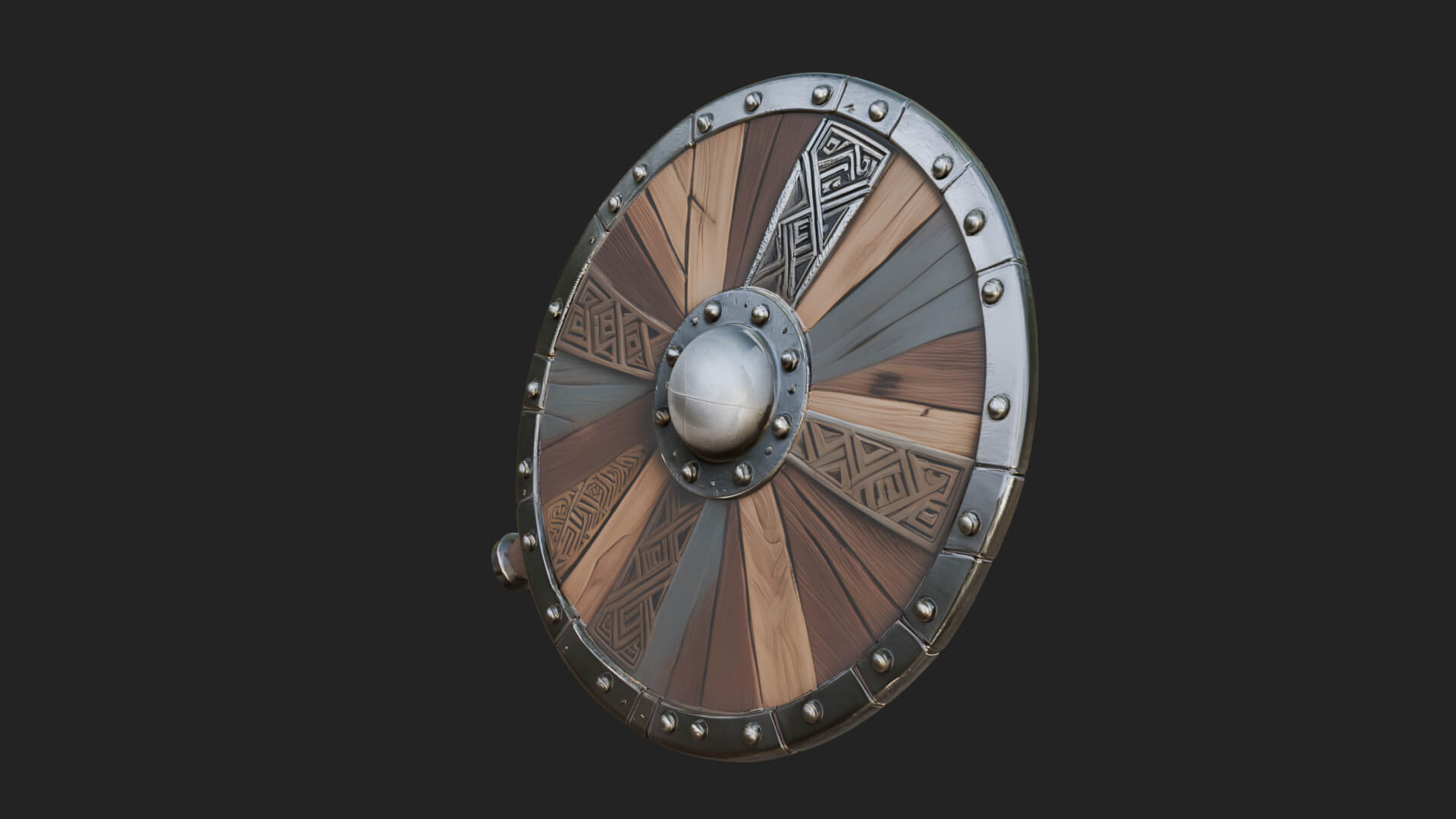 Riveted Round War Shield Model Design 19 3D Print Model 3D Model