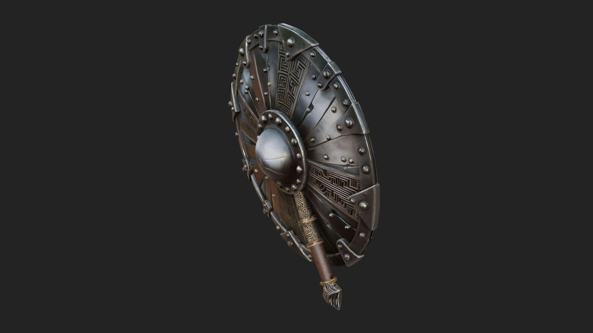 Riveted Round War Shield Model Design 2 3D Print Model 3D Model
