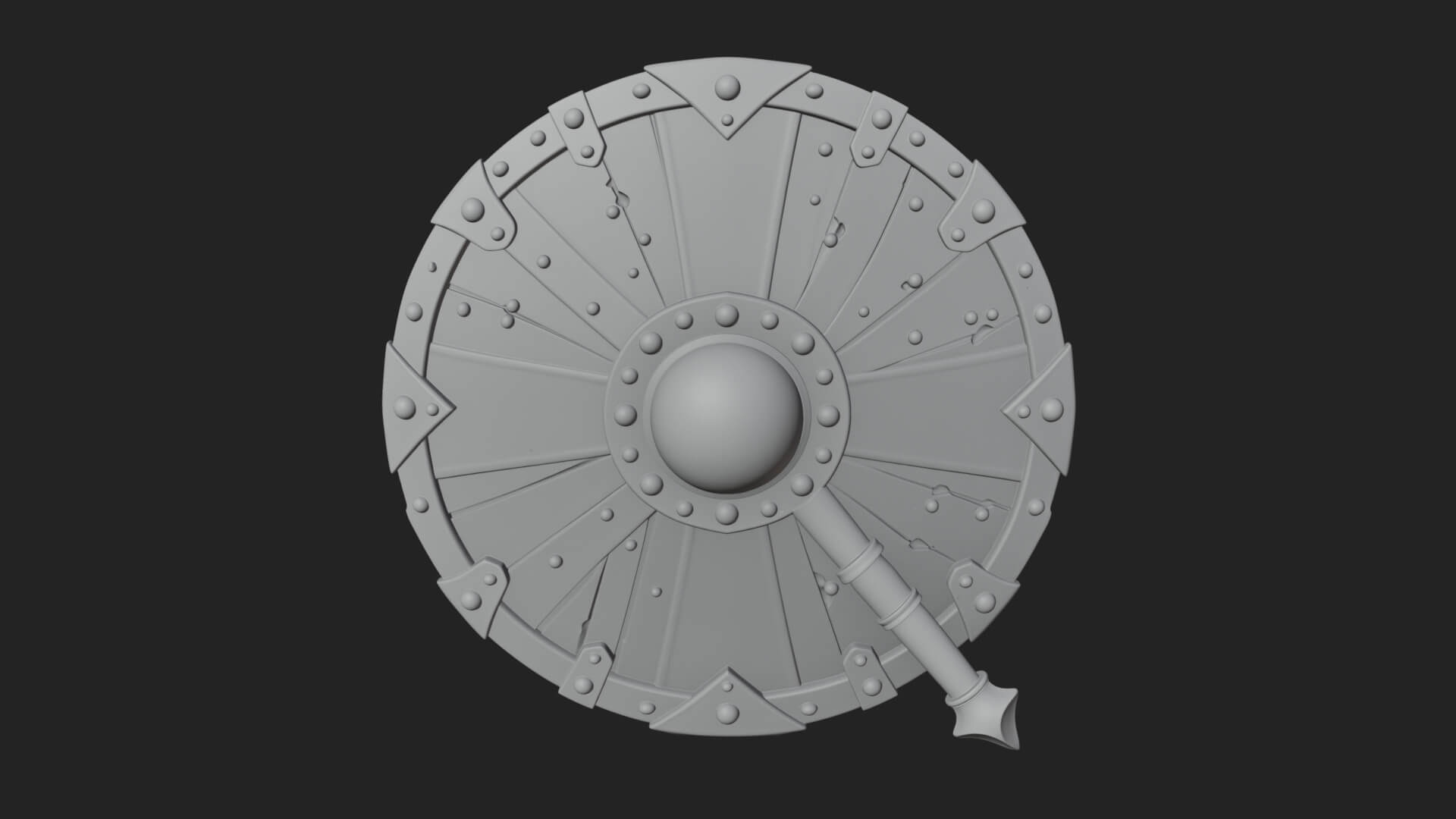 Riveted Round War Shield Model Design 2 3D Print Model 3D Model