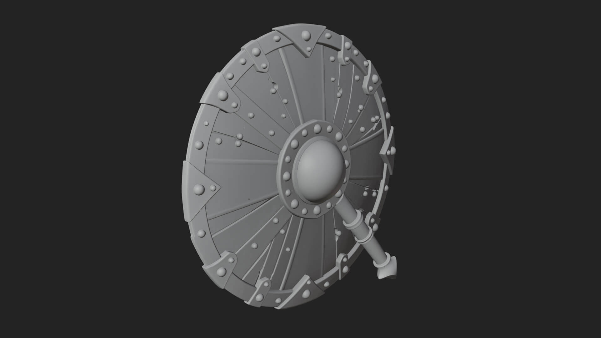 Riveted Round War Shield Model Design 2 3D Print Model 3D Model