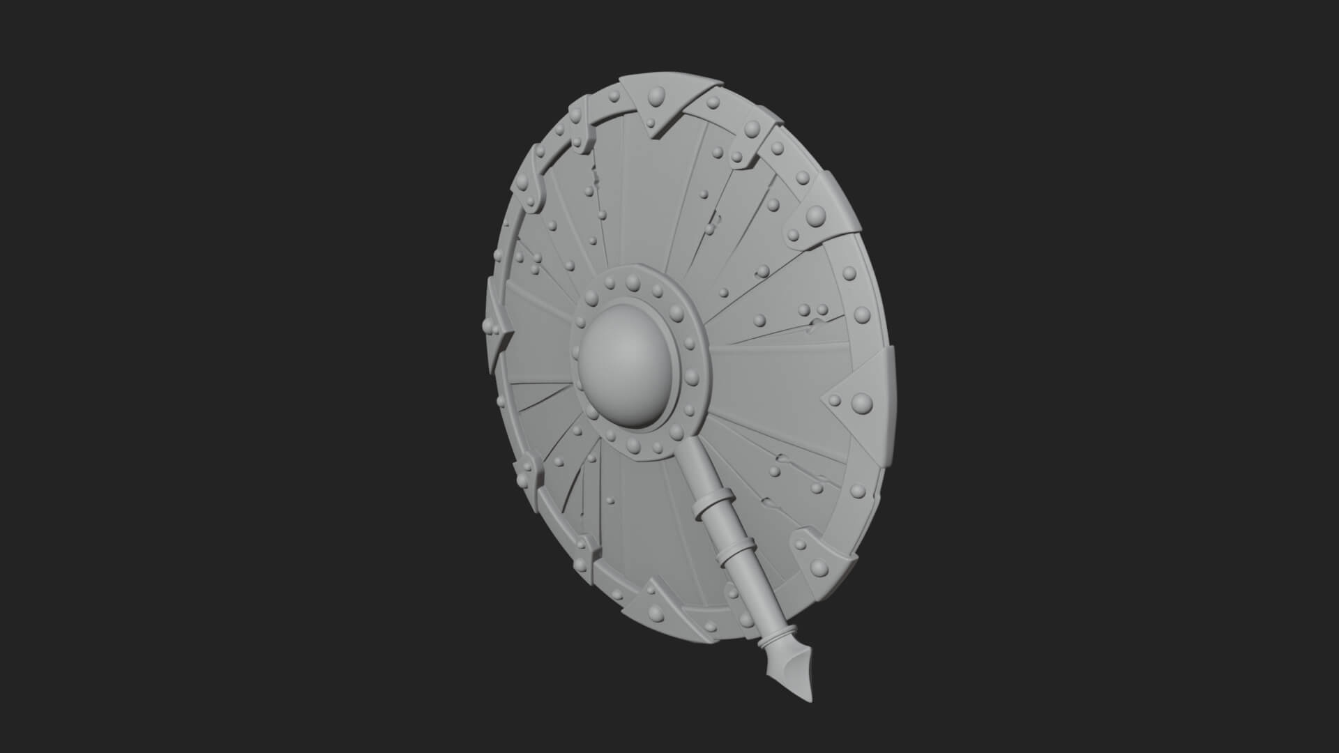 Riveted Round War Shield Model Design 2 3D Print Model 3D Model