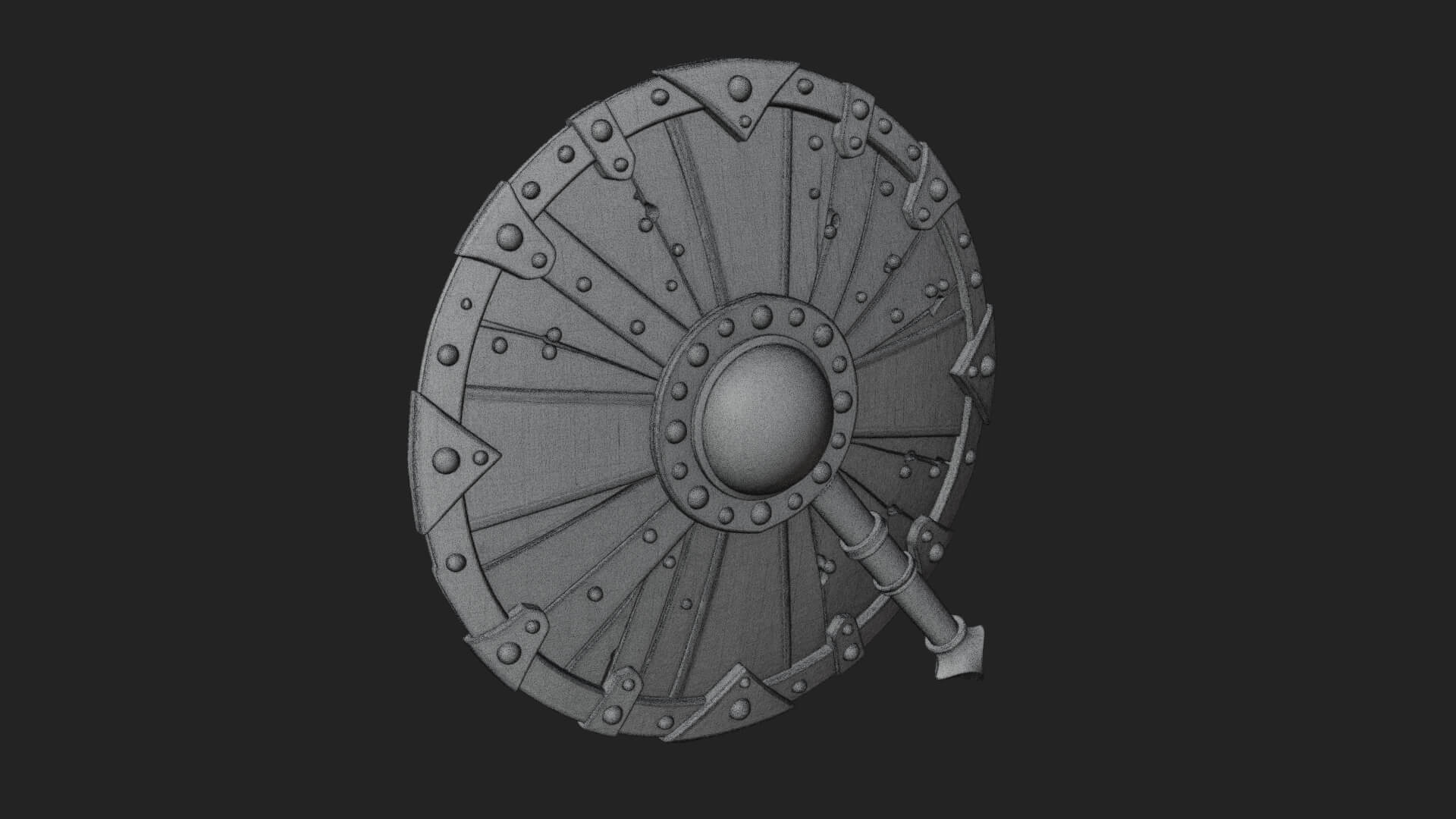 Riveted Round War Shield Model Design 2 3D Print Model 3D Model