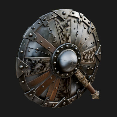 Riveted Round War Shield Model Design 2 3D Print Model