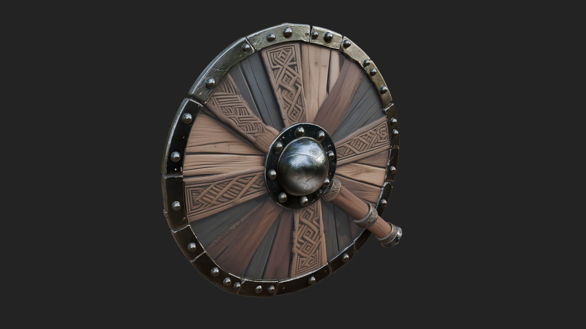 Riveted Round War Shield Model Design 20 3D Print Model 3D Model