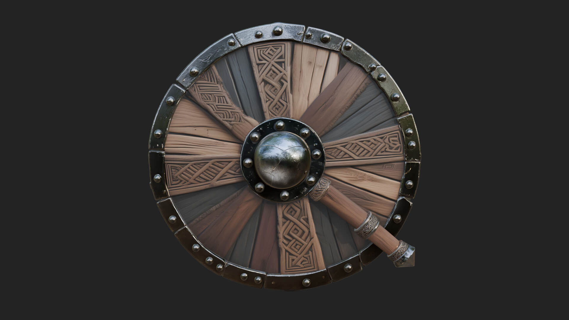 Riveted Round War Shield Model Design 20 3D Print Model 3D Model