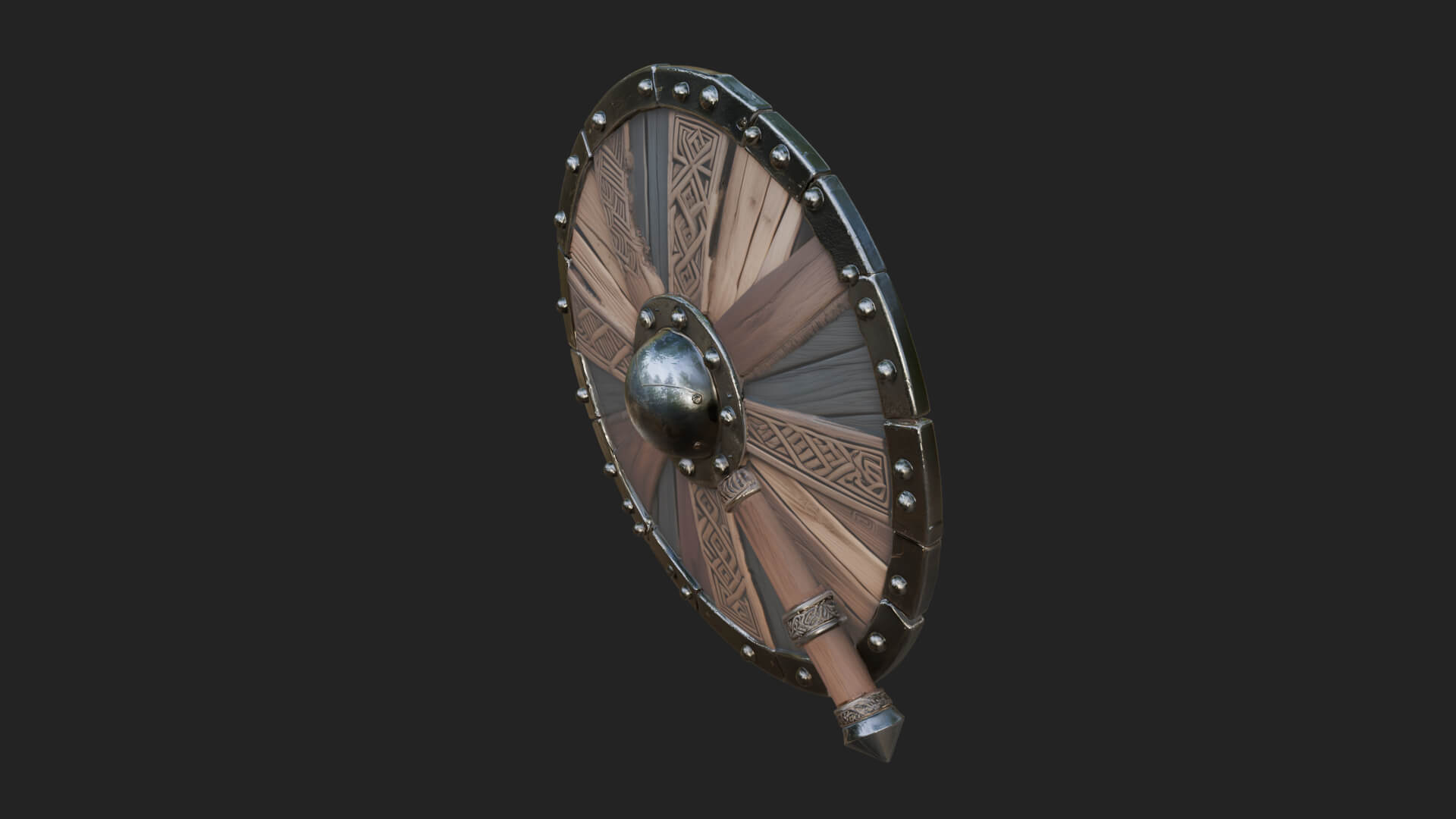 Riveted Round War Shield Model Design 20 3D Print Model 3D Model