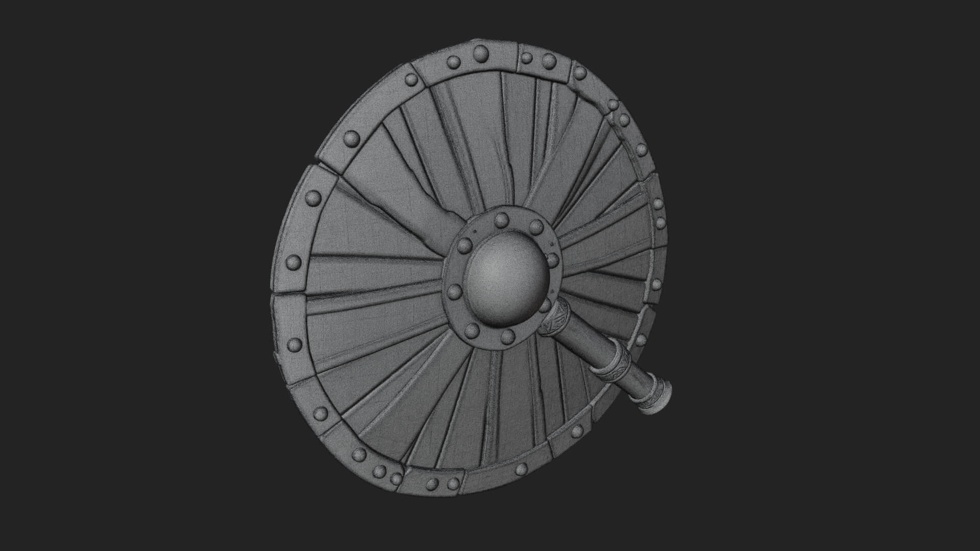 Riveted Round War Shield Model Design 20 3D Print Model 3D Model
