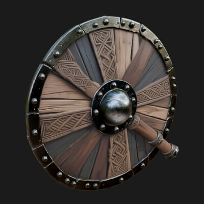 Riveted Round War Shield Model Design 20 3D Print Model