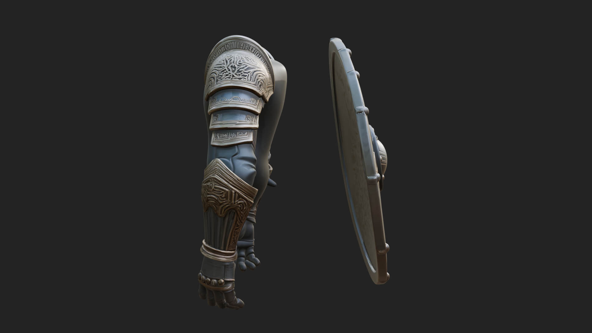 Riveted Round War Shield Model Design 21 3D Print Model 3D Model