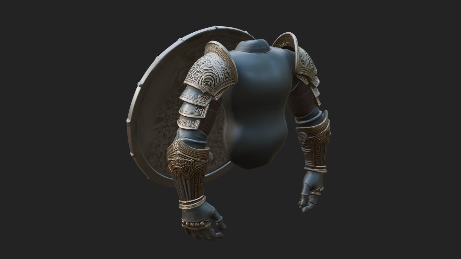 Riveted Round War Shield Model Design 21 3D Print Model 3D Model