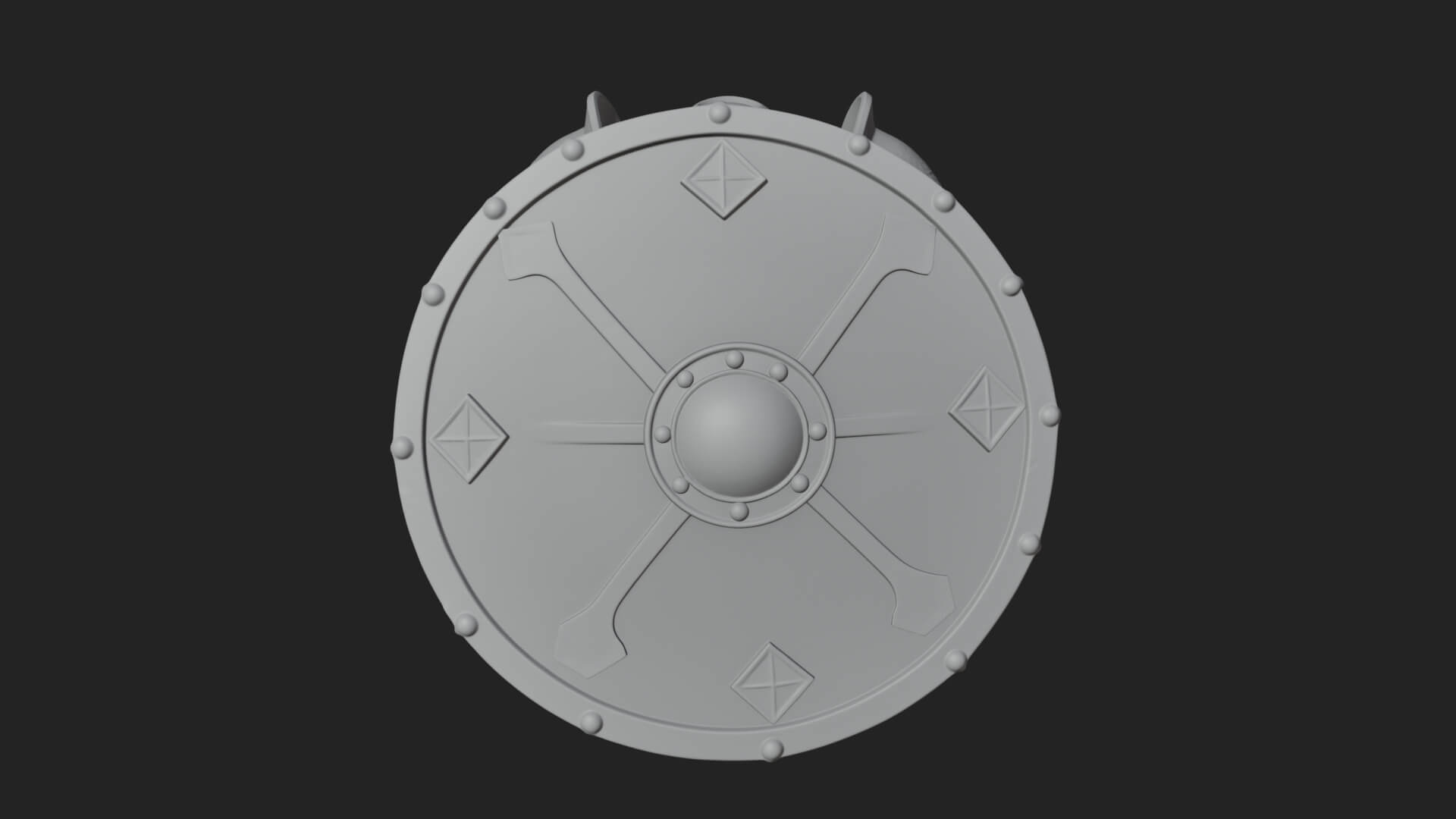 Riveted Round War Shield Model Design 21 3D Print Model 3D Model