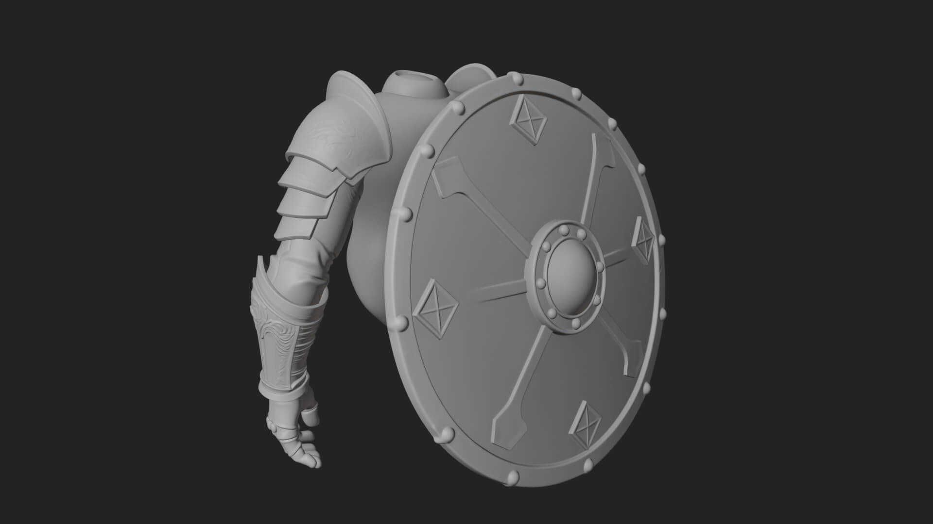 Riveted Round War Shield Model Design 21 3D Print Model 3D Model