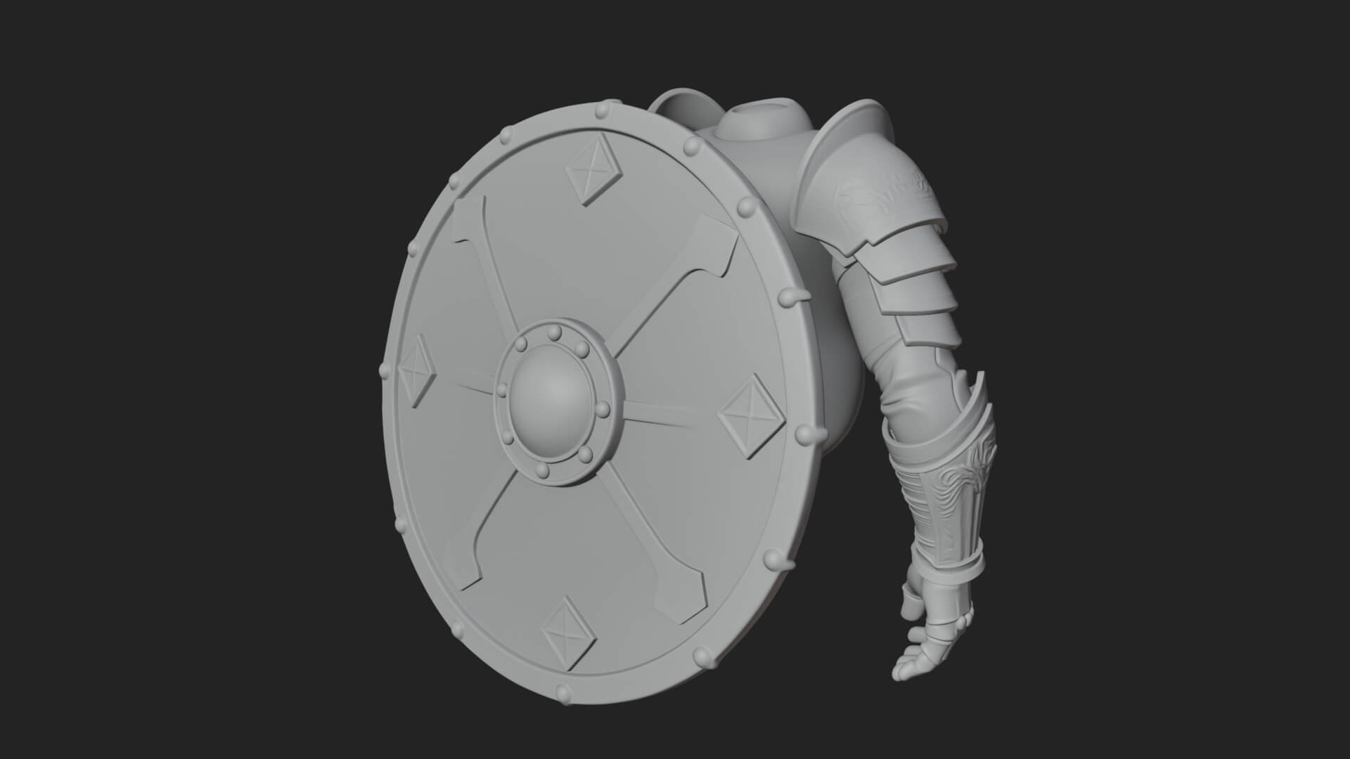 Riveted Round War Shield Model Design 21 3D Print Model 3D Model