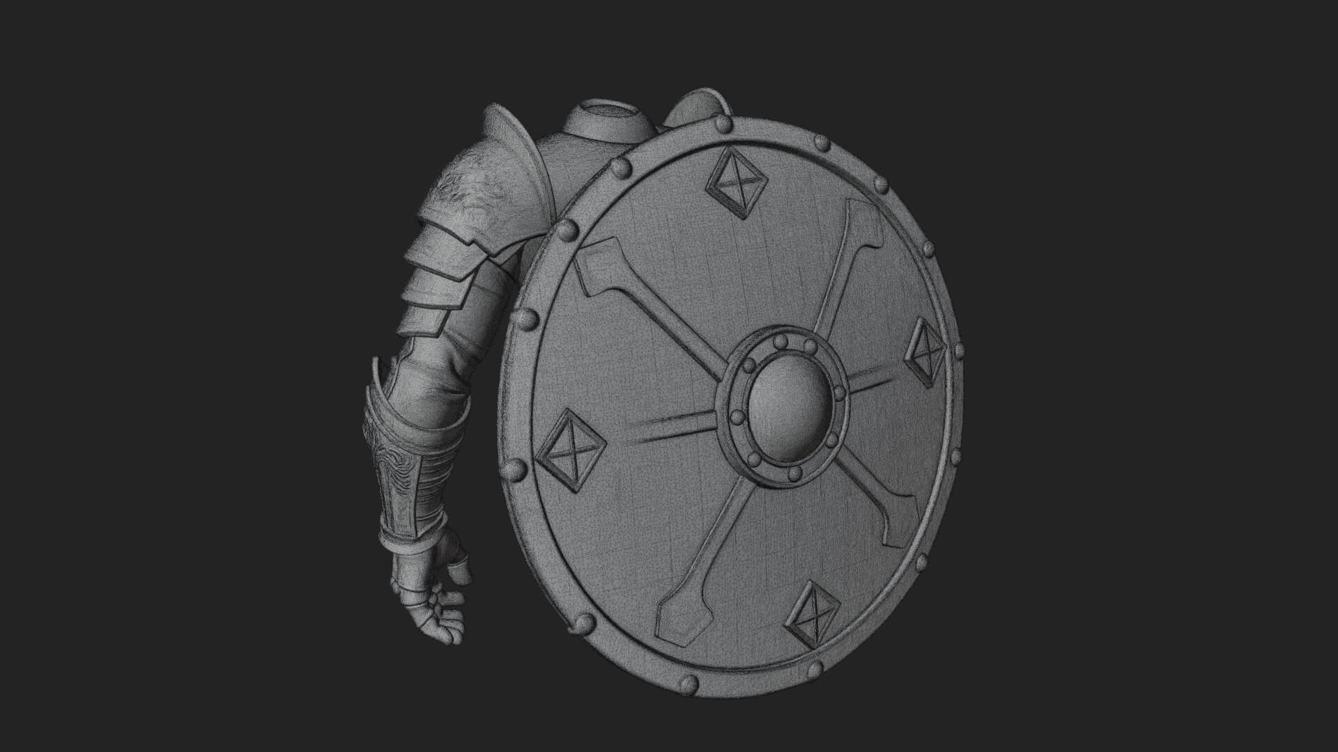 Riveted Round War Shield Model Design 21 3D Print Model 3D Model