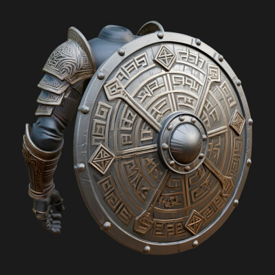 Riveted Round War Shield Model Design 21 3D Print Model