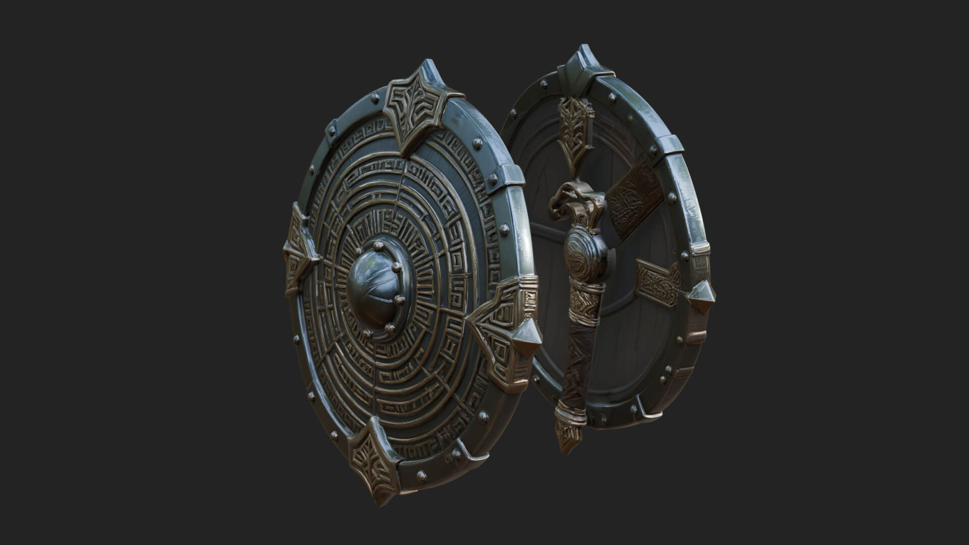 Riveted Round War Shield Model Design 22 3D Print Model 3D Model