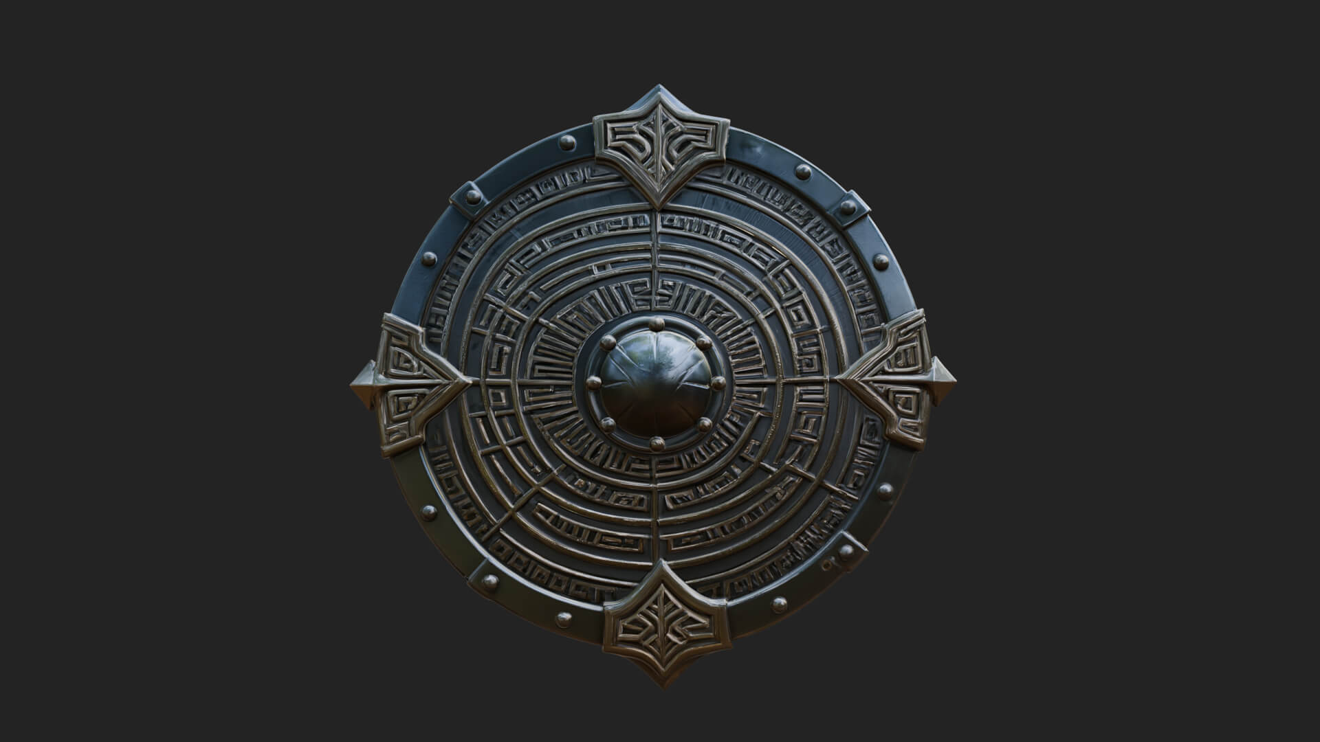 Riveted Round War Shield Model Design 22 3D Print Model 3D Model