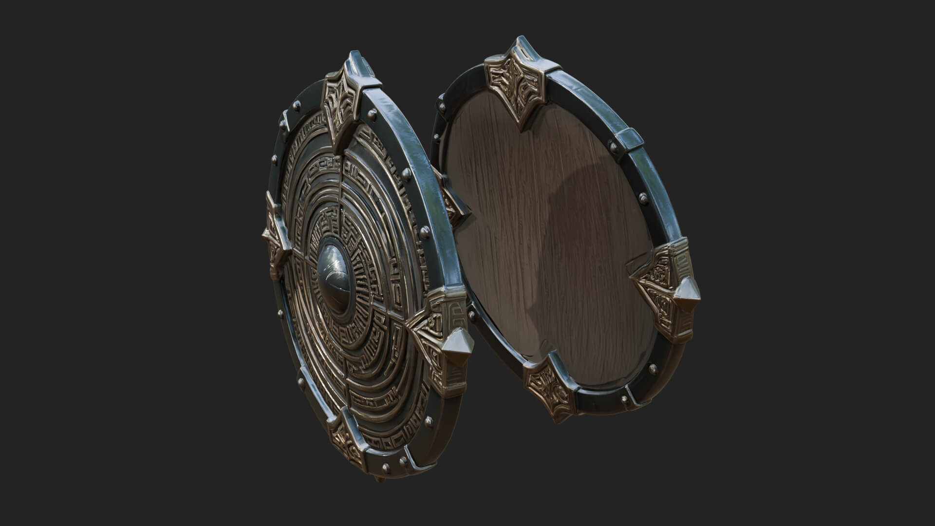 Riveted Round War Shield Model Design 22 3D Print Model 3D Model