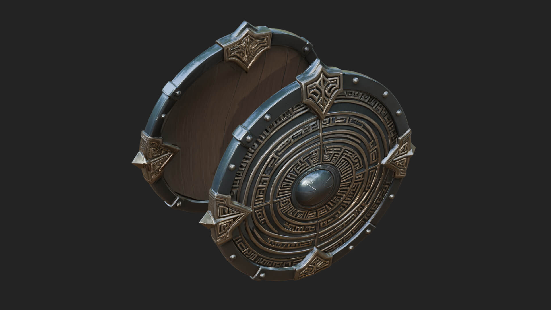 Riveted Round War Shield Model Design 22 3D Print Model 3D Model