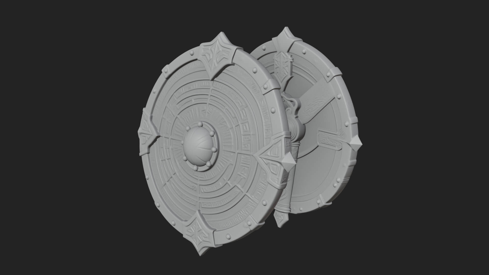 Riveted Round War Shield Model Design 22 3D Print Model 3D Model