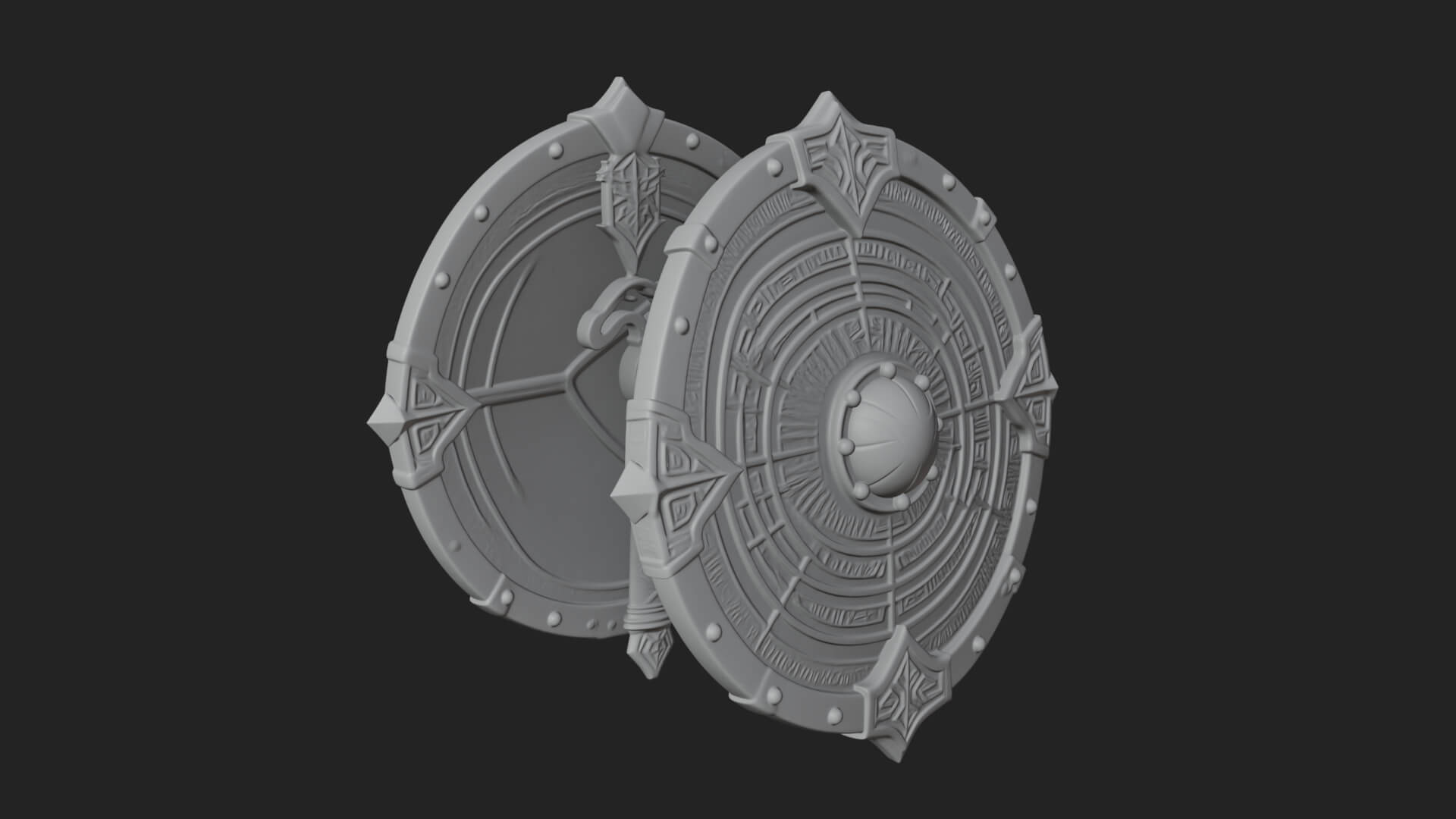 Riveted Round War Shield Model Design 22 3D Print Model 3D Model