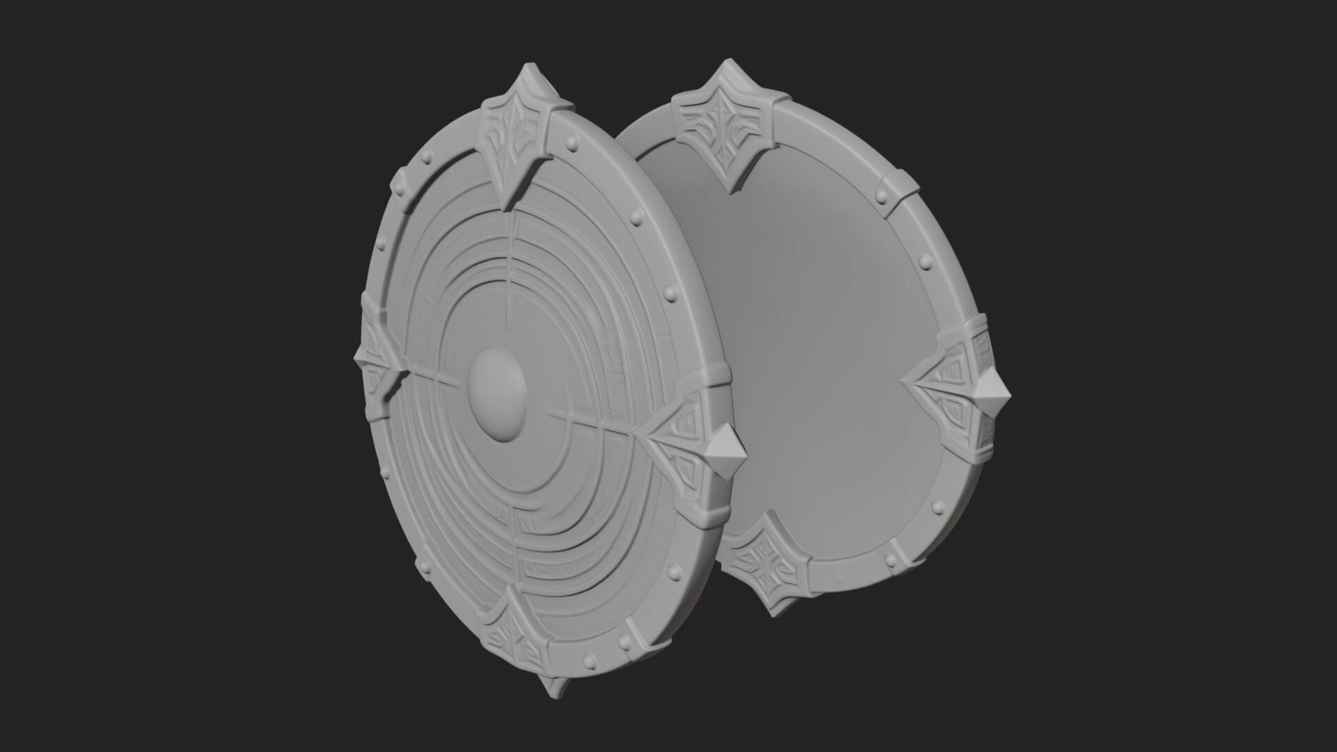 Riveted Round War Shield Model Design 22 3D Print Model 3D Model