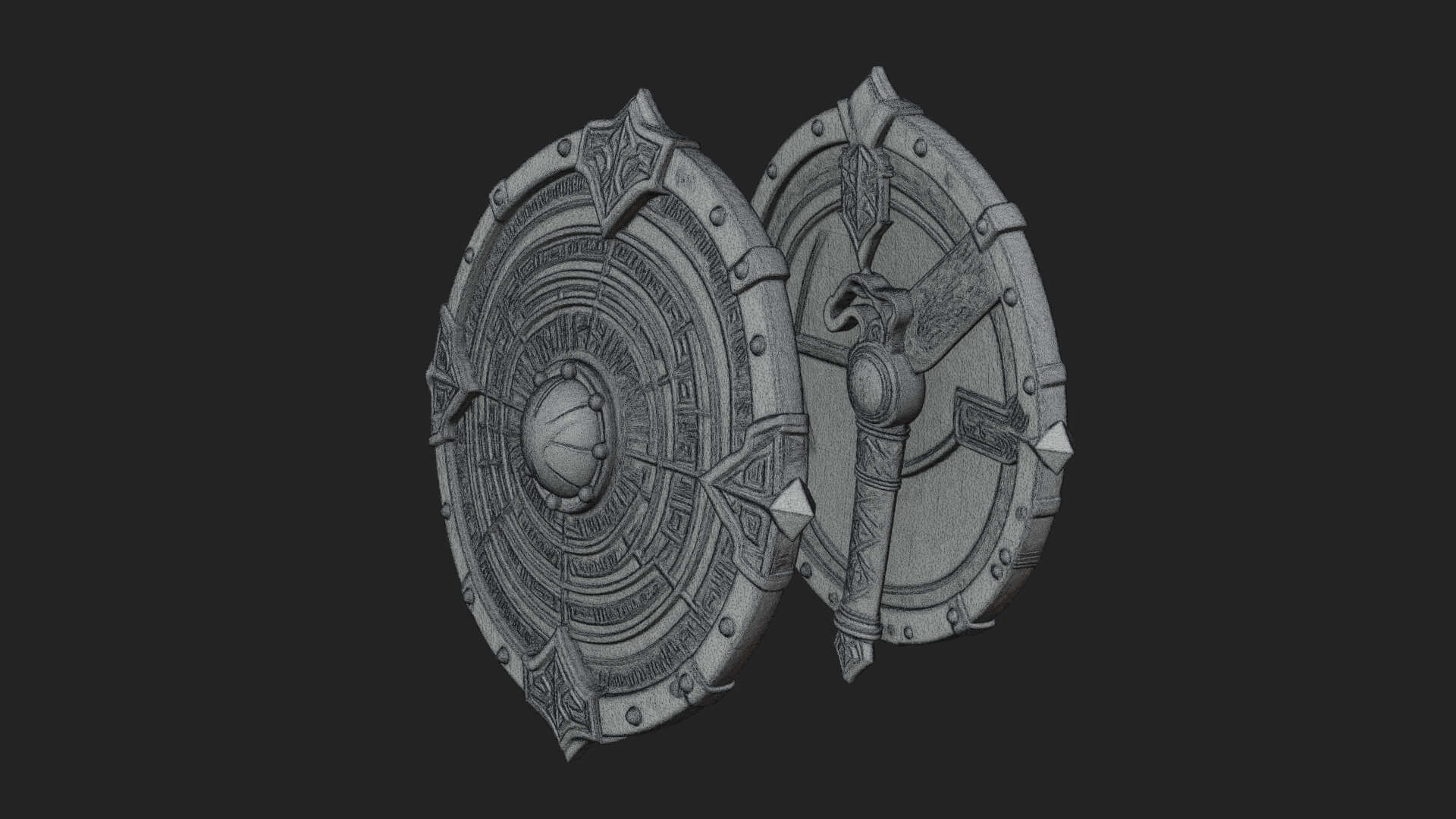 Riveted Round War Shield Model Design 22 3D Print Model 3D Model