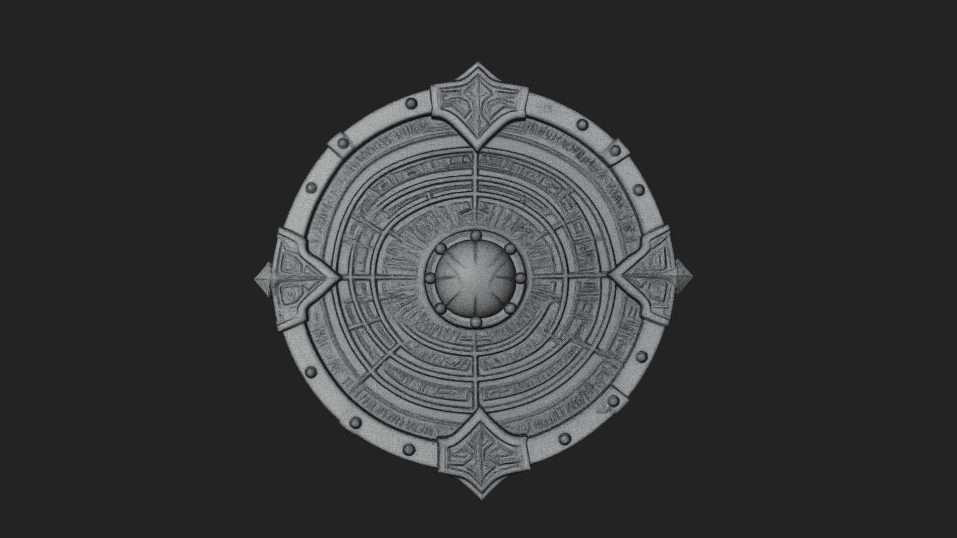 Riveted Round War Shield Model Design 22 3D Print Model 3D Model