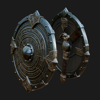 Riveted Round War Shield Model Design 22 3D Print Model
