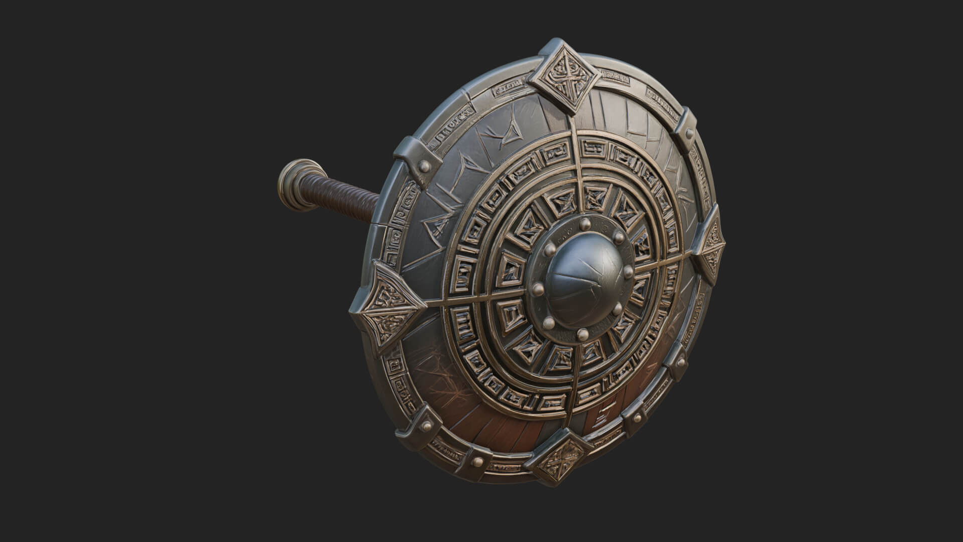 Riveted Round War Shield Model Design 23 3D Print Model 3D Model