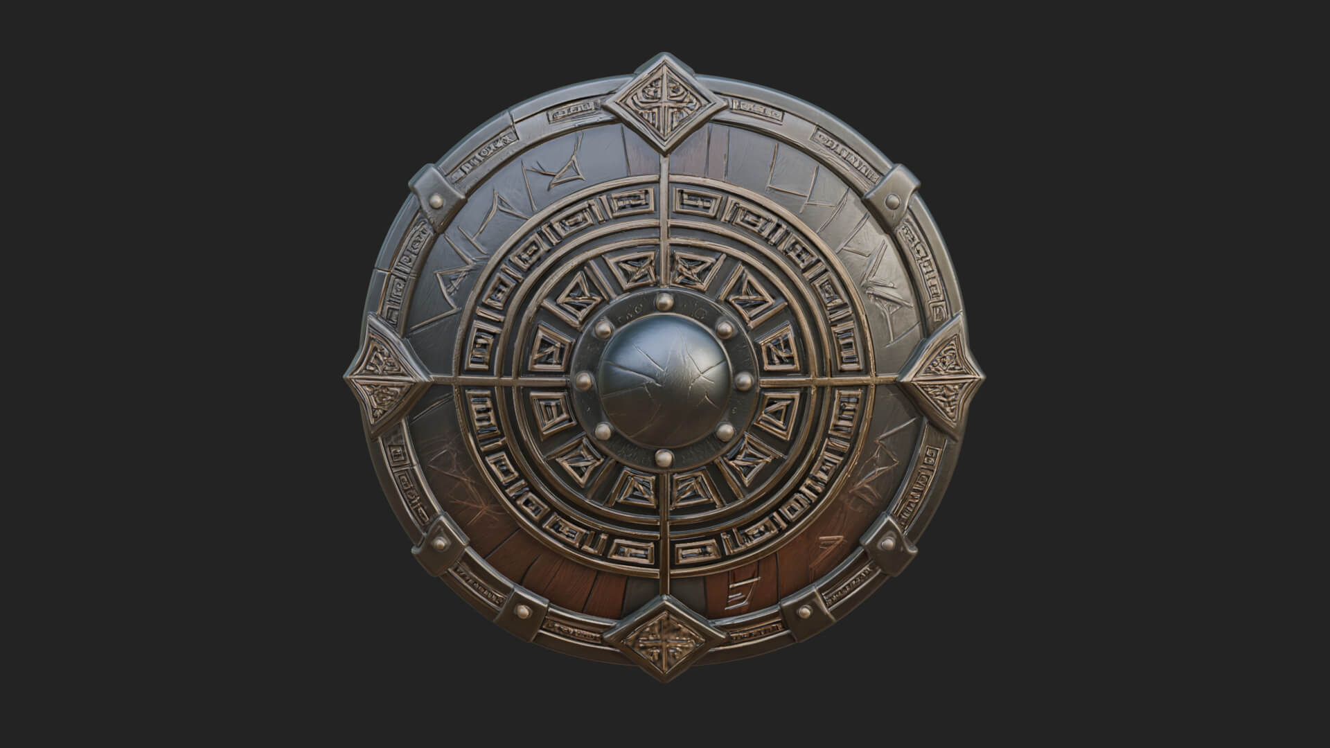 Riveted Round War Shield Model Design 23 3D Print Model 3D Model