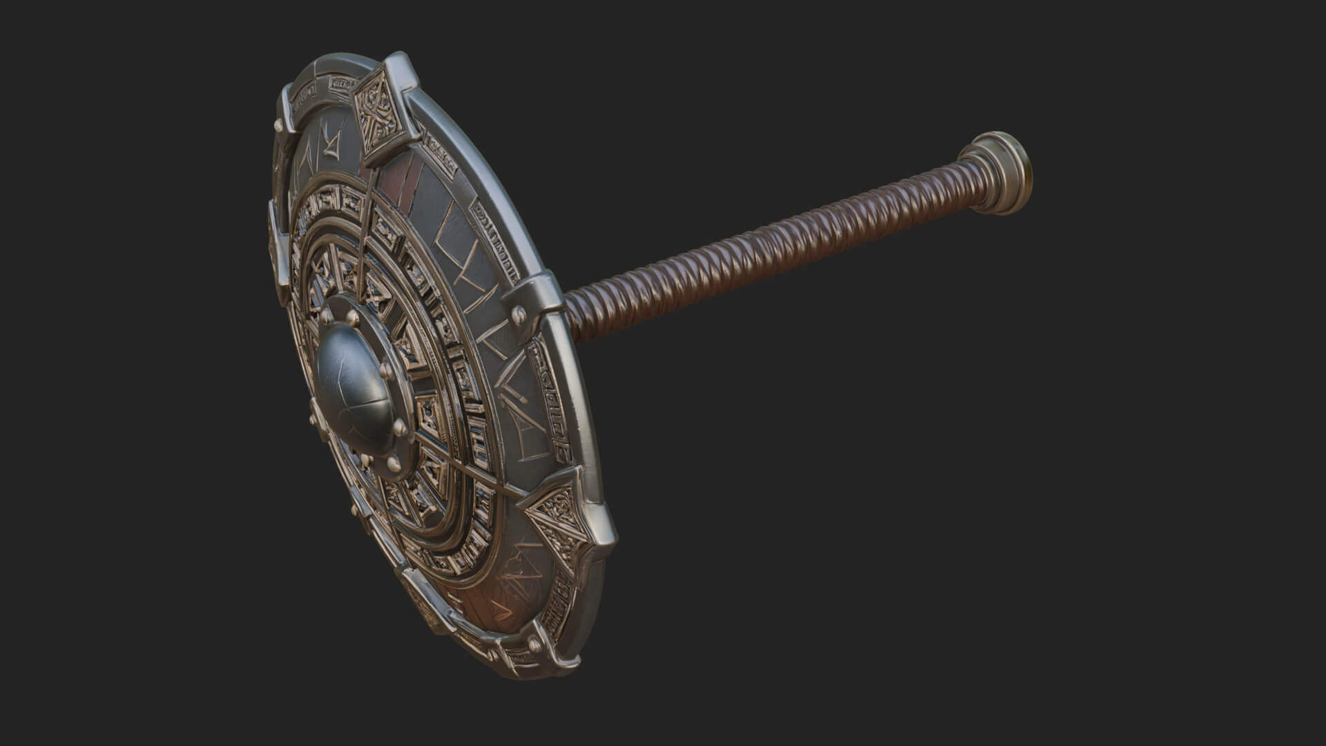 Riveted Round War Shield Model Design 23 3D Print Model 3D Model