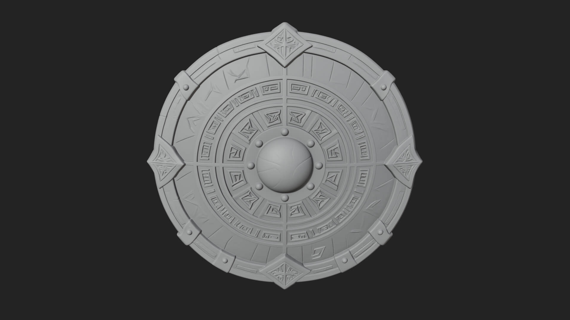 Riveted Round War Shield Model Design 23 3D Print Model 3D Model