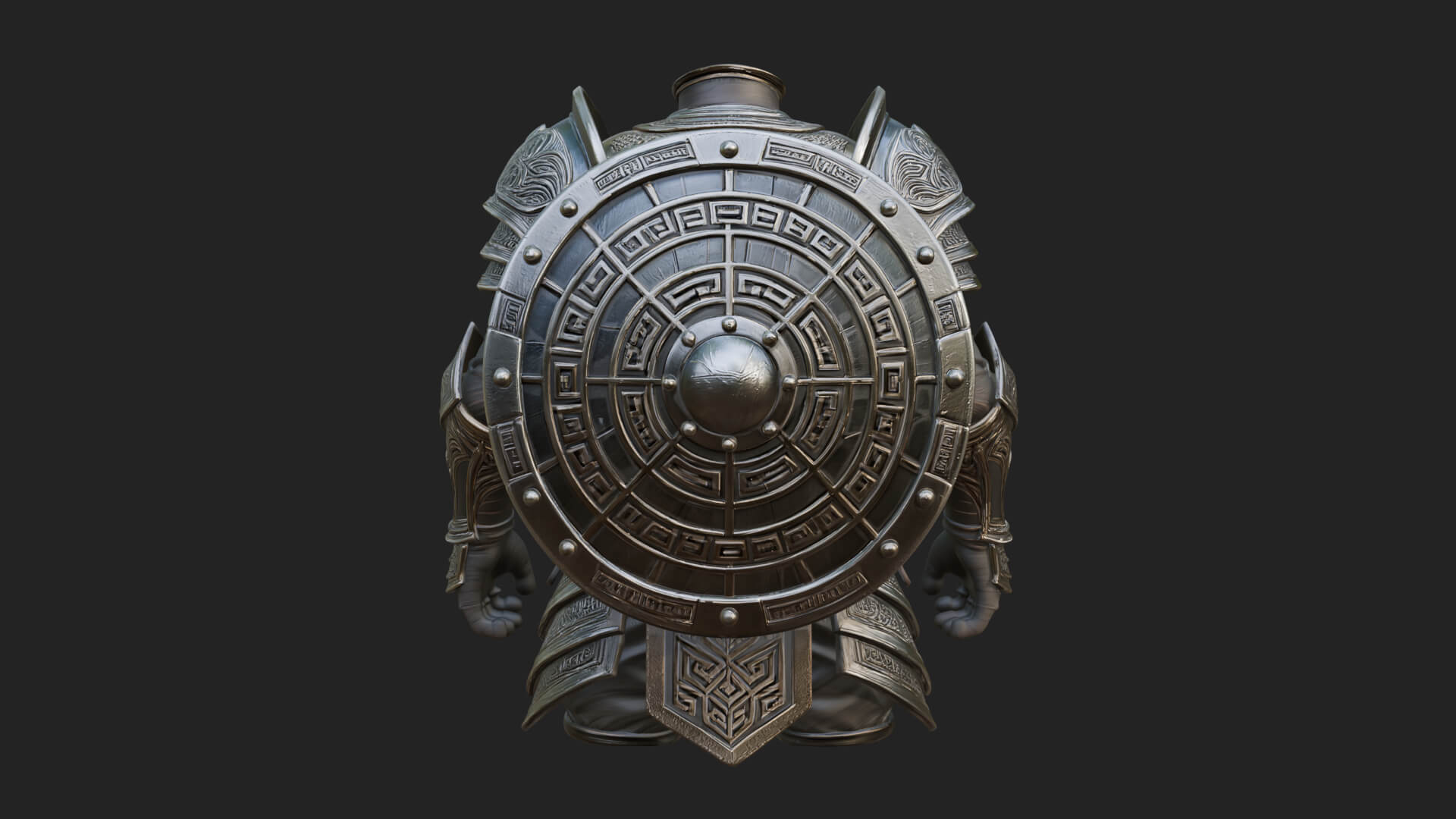 Riveted Round War Shield Model Design 24 3D Print Model 3D Model