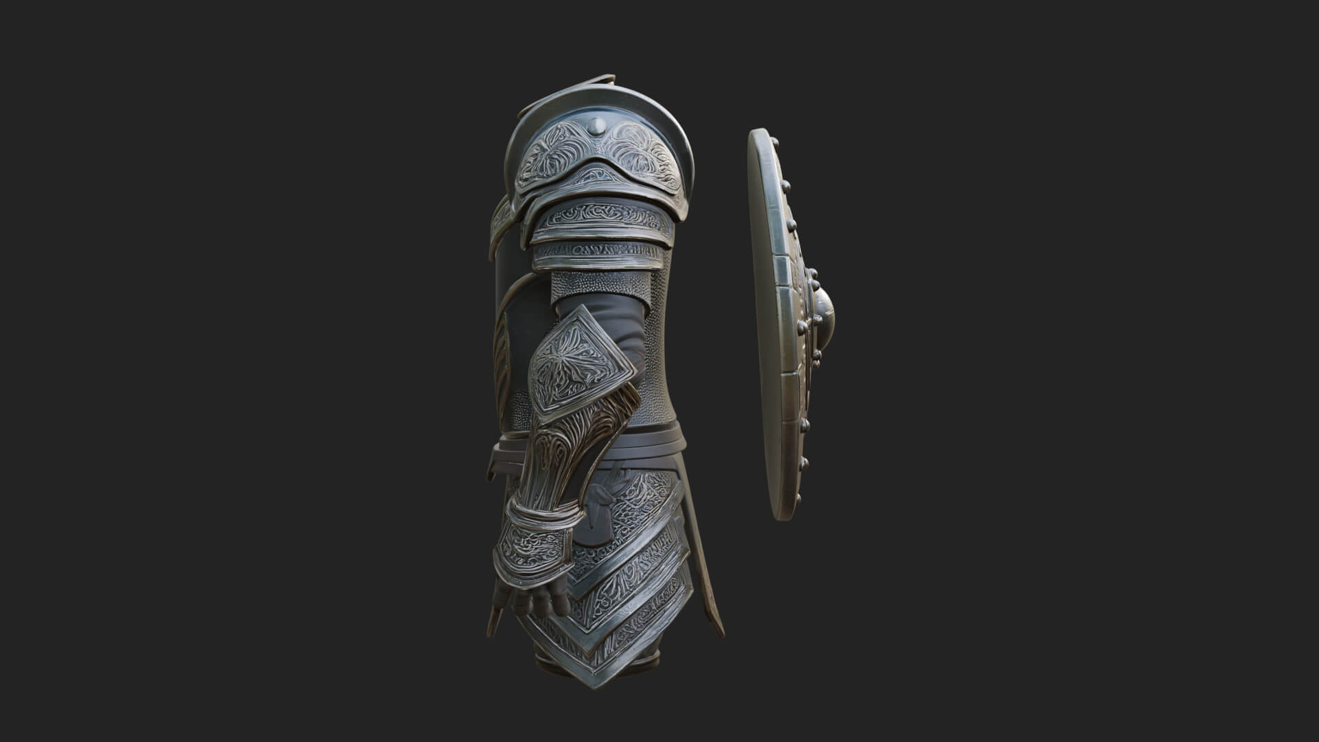 Riveted Round War Shield Model Design 24 3D Print Model 3D Model