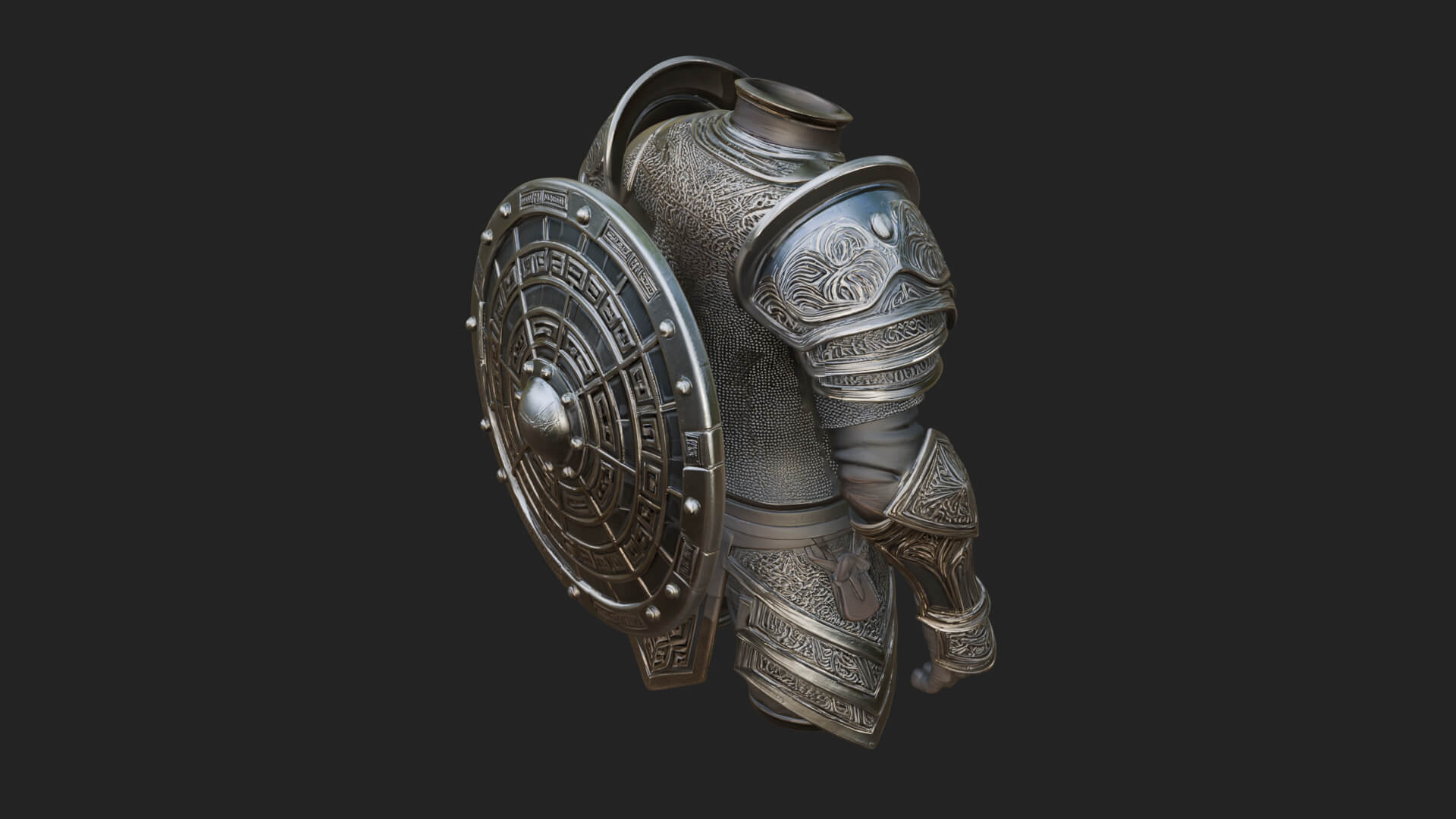 Riveted Round War Shield Model Design 24 3D Print Model 3D Model