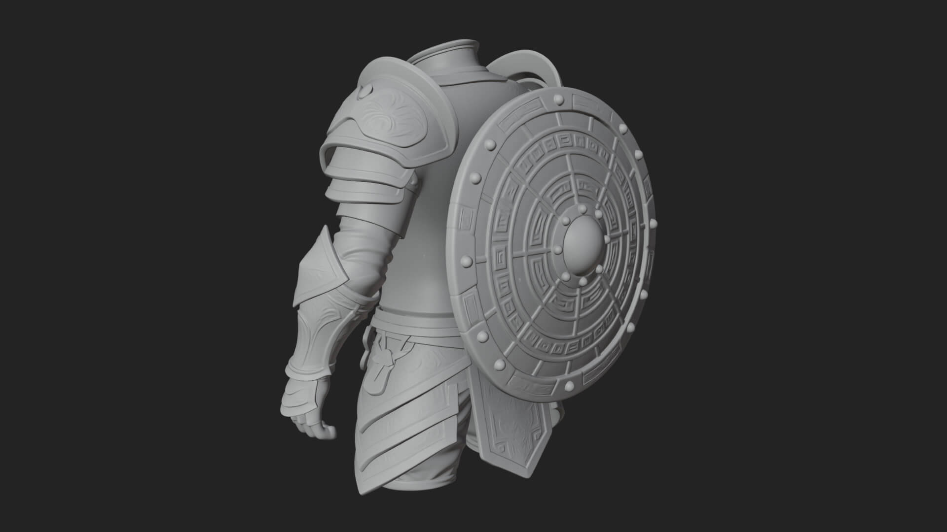 Riveted Round War Shield Model Design 24 3D Print Model 3D Model