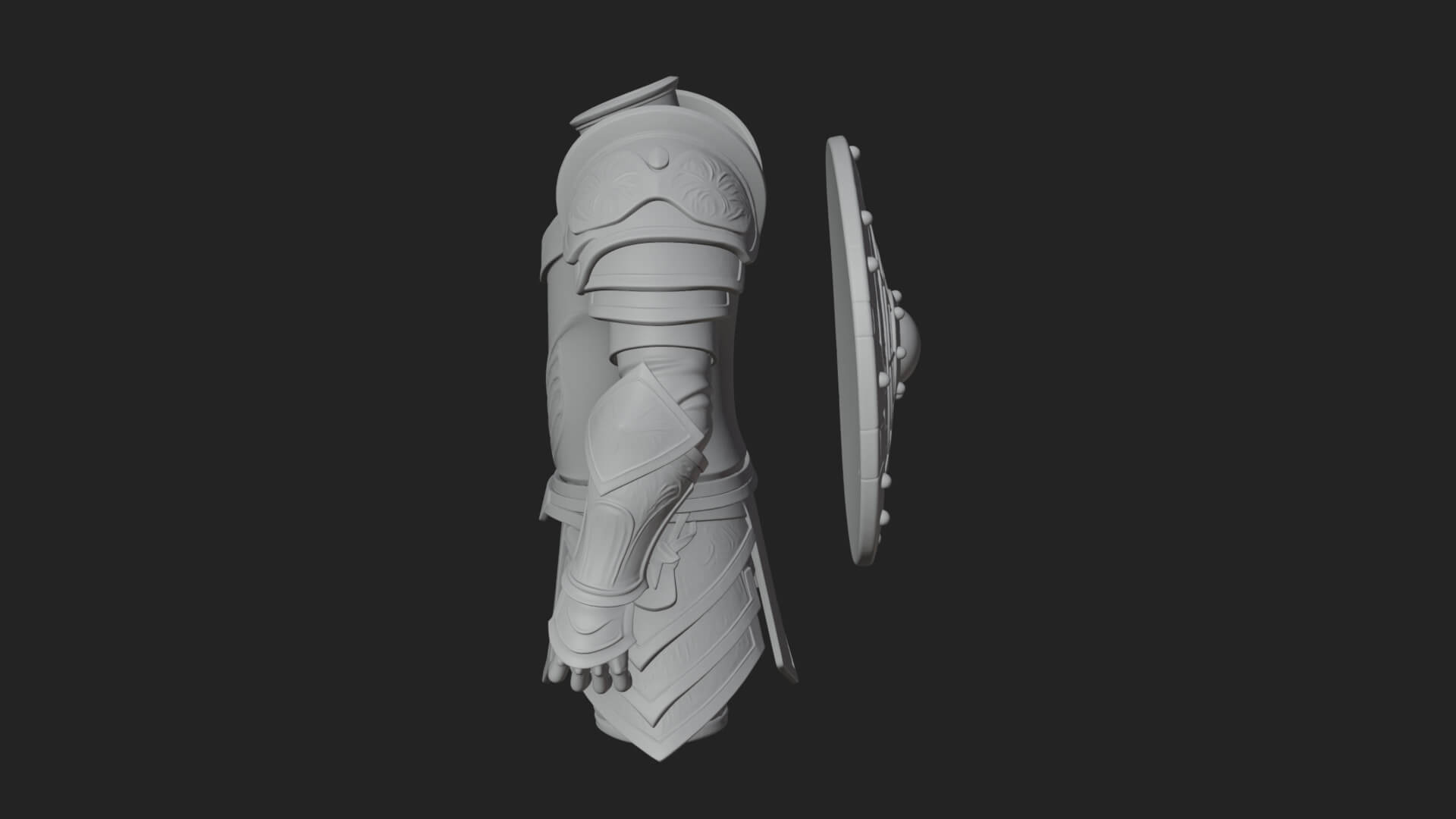 Riveted Round War Shield Model Design 24 3D Print Model 3D Model