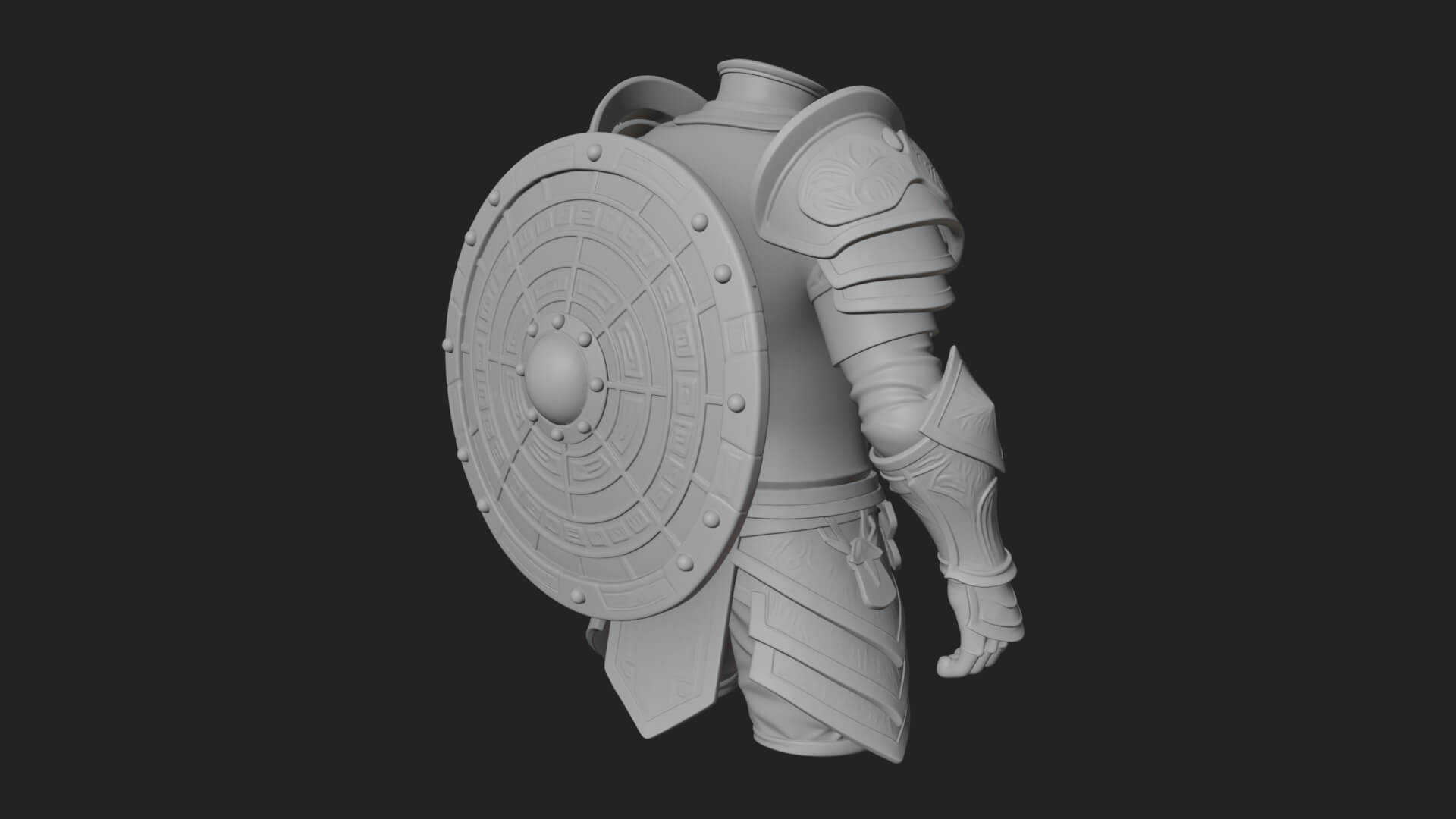 Riveted Round War Shield Model Design 24 3D Print Model 3D Model