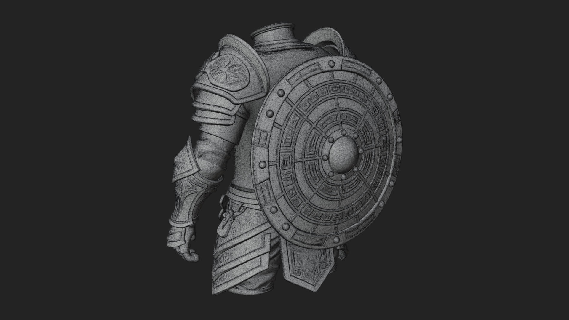 Riveted Round War Shield Model Design 24 3D Print Model 3D Model