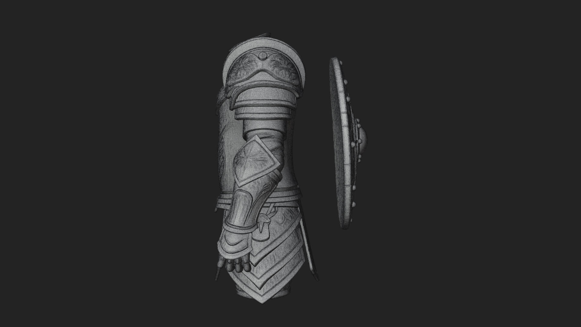 Riveted Round War Shield Model Design 24 3D Print Model 3D Model